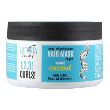 Victoria Beauty 1.2.3! CURLS! Маска за къдрава коса с кокос за холивудски къдрици x250 мл