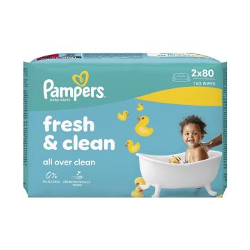 Pampers Fresh & Clean Бебешки мокри кърпички 2x80 броя