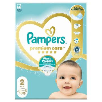 Pampers Premium Care 2 Пелени за бебета и деца 4-8 кг х136 броя