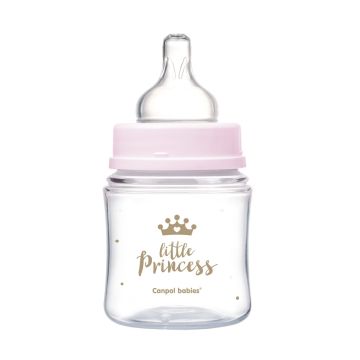 Canpol Babies Easy Start Шише антиколик  с широко гърло Royal Baby за деца над 0 месеца x120 мл, розово