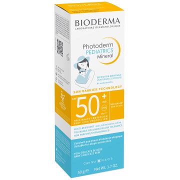 Bioderma Photoderm Pediatrics Слънцезащитен минерален крем за лице за бебешка кожа SPF50+ x50 мл