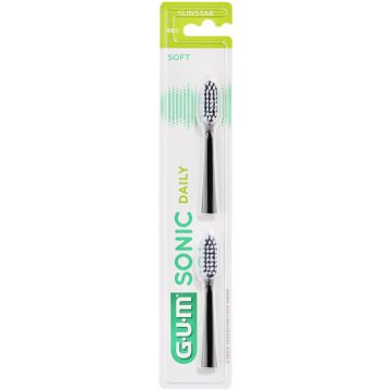 Gum Sonic Daily Soft Накрайник за електрическа четка за зъби, Черен x2 броя