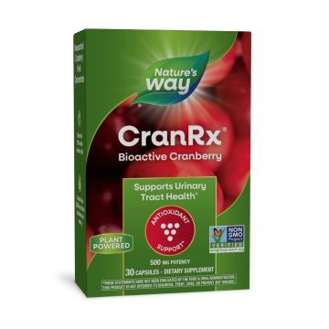 CRAN Rx Биоактивна Червена боровинка за уринарния тракт 500мг х30 капсули Nature's Way