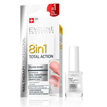 Eveline Nails Балсам за нокти със сребърни частици 8in1 Total Shine x12 мл