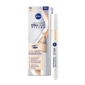 Nivea Hyaluron Cellular Filler 3in1 Околоочен крем против бръчки и коректор x4 мл, Light