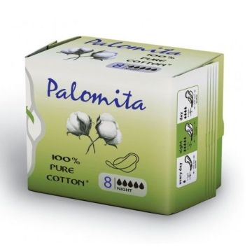 Palomita Pure Cotton Нощни дамски превръзки от естествен памук х8 броя