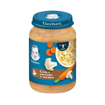 Gerber Супа с карфиол и заешко от 9 месечна възраст х190 грама