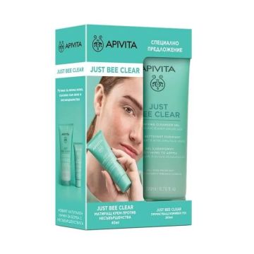 Apivita Just Bee Clear Комплект за лице против несъвършенства Матиращ крем и Почистващ гел