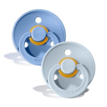 BIBS Colour Залъгалка каучук 0+ месеца x2 броя, Sky Blue/Baby Blue