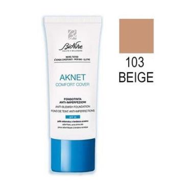 Bionike Aknet Comfort Cover Фон дьо тен против несъвършенства на кожата SPF30 за себорейна, предразположена към акне кожа x30 мл, 103 Beige
