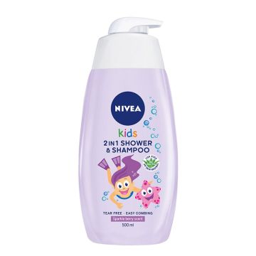 Nivea Kids Шампоан за коса и тяло с аромат на боровинка x500 мл