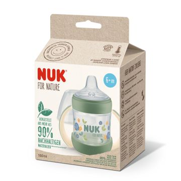 Nuk for Nature Temperature Control  Шише за сок със силиконов накрайник 6+месеца x150 мл, зелено