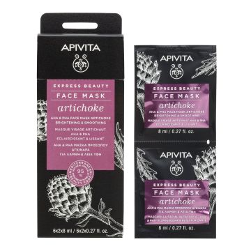 Apivita Express Beauty AHA и PHA Озаряваща и изглаждаща маска за лице с артишок 2 x8 мл