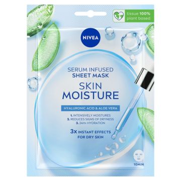 Nivea Skin Moisture Подхранваща лист маска за лице с хиалурон и алое вера x1 брой