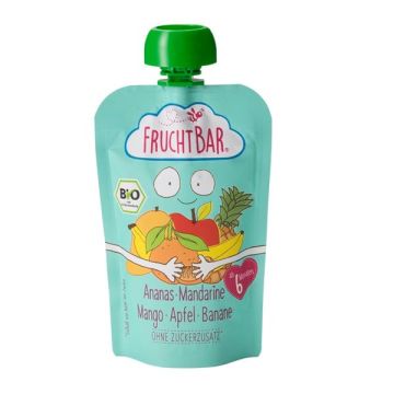 FruchtBar Био Пюре ананас, мандарина, манго, ябълка и банан за деца от 6 месеца х100 гр. - 3450