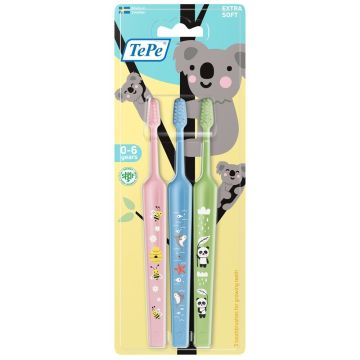 TePe Mini Детска четка за зъби 0 до 6 години x3 броя, Extra Soft