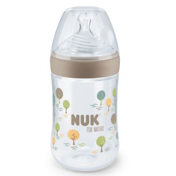 Nuk For Nature Temperature Control Шише за хранене със силиконов биберон  0-6 месеца x260 мл -  размер M, 742003
