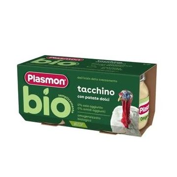 Plasmon Bio Пюре от пуешко месо и сладък картоф за деца от 6-ия месец 2x80 грама