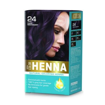 Aroma Color Henna Натурална оцветяваща къна на прах, цвят 24 Dark Mahogany