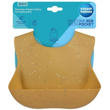 Canpol babies Dots Силиконов лигавник с джоб, жълт - 51/029