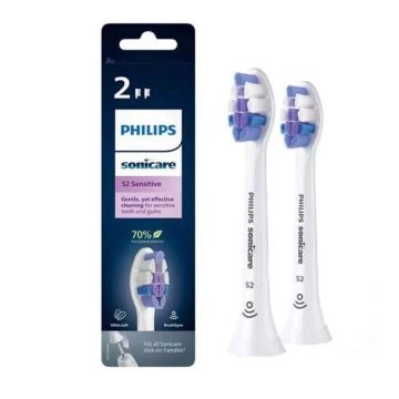 Philips Sonicare S2 Sensitive Накрайник за електрическа четка за зъби HX6052/10 x2 броя, бял