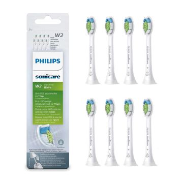 Philips Sonicare W2 Optimal White Накрайник за електрическа четка за зъби HX6068 x8 броя, бял