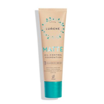 Lumene Matte Oil-control Матиращ фон дьо тен за лице за мазна и комбинирана кожа x30 мл, 1 Classic Beige