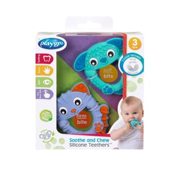 Playgro Soothe and Chew Силиконови гризалки Животни 3М+ х2 броя