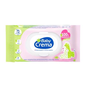 Baby Crema Биоразградими мокри кърпички с екстракт от алое вера x72 броя