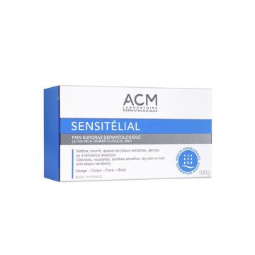 ACM Sensitelial Свръхобогатен дерматологичен сапун за лице и тяло при чувствителна и атопична кожа х100 грама