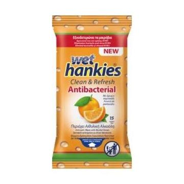 Wet Hankies Антибактериални мокри кърпички с аромат на портокал х15 броя