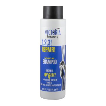 Victoria Beauty 1.2.3! REPAIR! Шампоан за увредена коса с арган, кератин и биотин x500 мл
