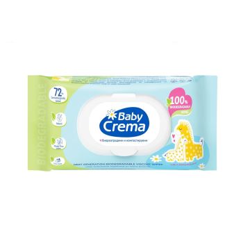 Baby Crema Биоразградими мокри кърпички с екстракт от лайка x72 броя