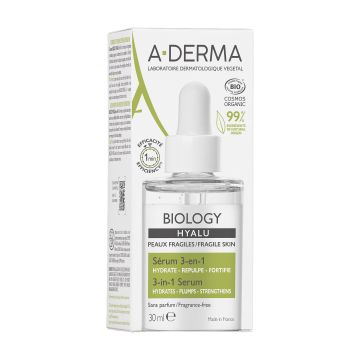 A-Derma Biology Hyalu Серум 3в1 за лице x30 мл