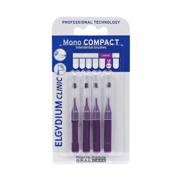 Elgydium Clinic Mono Compact Интердентална четка за зъби, Лилава 1,8 mm х4 броя