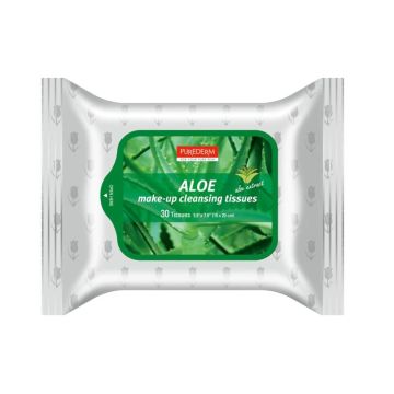 Purederm Aloe Почистващи кърпички за грим с алое x30 броя