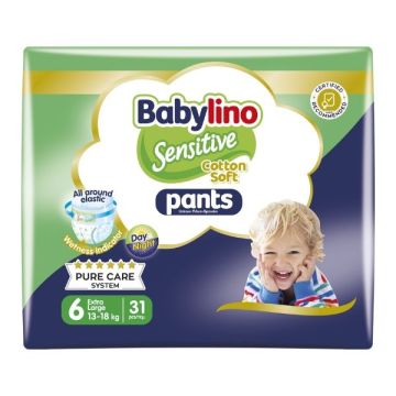 Babylino Sensitive 6 XL Пелени-гащи за бебета от 13 до 18 кг x31 броя