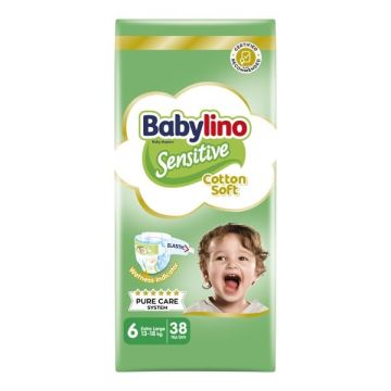 Babylino Sensitive 6 Extra Large Пелени за бебета от 13 до 18 кг x38 броя