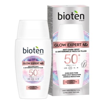 Bioten Glow Expert 4D Флуид за лице против тъмни петна и бръчки SPF50+ х50 мл
