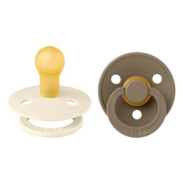 BIBS Colour Залъгалка каучук 0+ месеца x2 броя, Ivory/Dark Oak