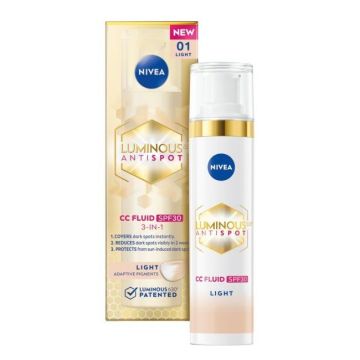 Nivea Luminous CC Цветен флуид за лице с SPF30 x40 мл, light