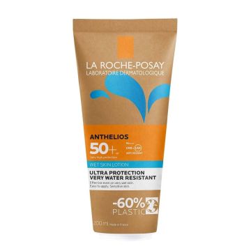 La Roche-Posay Anthelios Wet Skin Eco Слънцезащитен лосион за лице и тяло за влажна или суха кожа SPF50+ x200 мл