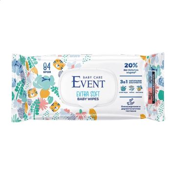Event Baby Care Влажни кърпи Extra Soft с екстракт от алое вера, лайка и маслина x84 броя