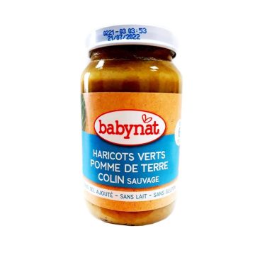 Babynat Зеленчуково пюре със зелен фасул, картофи и див хек за деца над 6 месеца x200 грама