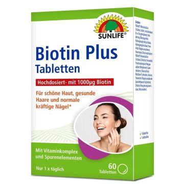 Biotin Plus Биотин 1000 µg с витамини и минерали х60 таблетки Sunlife