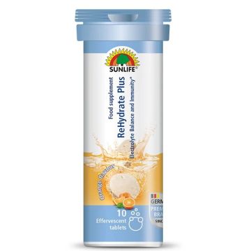 ReHydrate Plus Разтворими електролити с ехинацея х10 ефервесцентни таблетки Sunlife