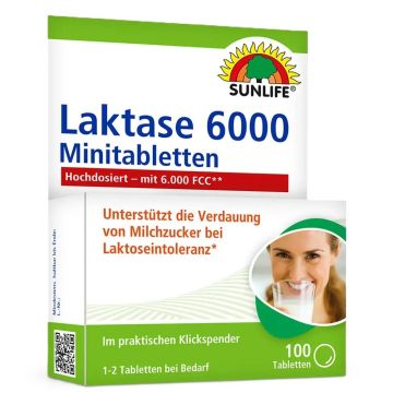 Laktase 6000 при лактозна непоносимост х100 таблетки Sunlife