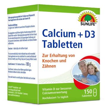 Калций 400 mg с витамин Д3 200IU х150 таблетки Sunlife