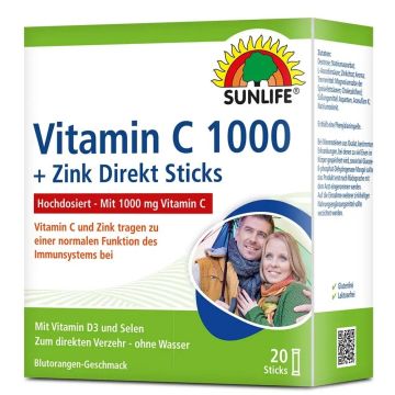 Витамин C 1000 mg с цинк, селен и витамин Д х20 сашета Sunlife