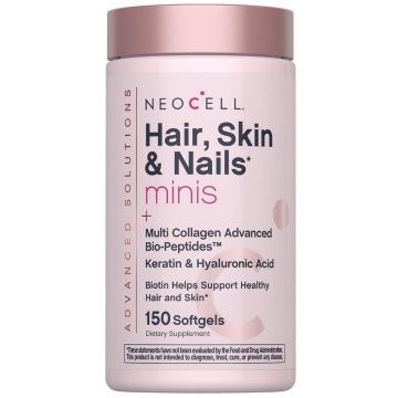 Hair, Skin & Nails Minis с Мулти Колаген био-пептиди, Кератин & Хиалуронова киселина х150 меки капсули NeoCell